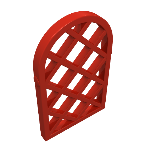Lego Window 1 x 2 x 2 2/3 Pane Lattice Diamond with Rounded Top / Red