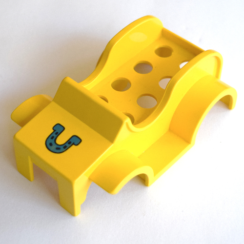 Lego Duplo Car Body (Old Style) with Blue Horseshoe Print / Yellow