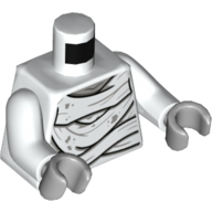 Lego Torso Bandage Wrappings with Light Bluish Gray Stains print (Mummy), White Arms, Light Bluish Gray Hands / White