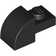 Lego Brick Curved 1 x 2 x 1 with Curved Top / Black