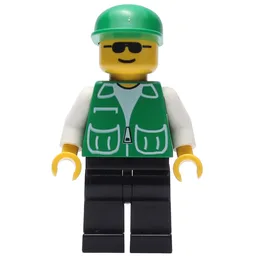 Man, Green Jacket, Black Legs, Green Cap, Sunglasses