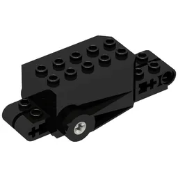 Pullback Motor 9 x 4 x 2 1/3 with Black Base, White Axle Holes, Studs on Front Top Surface / Black