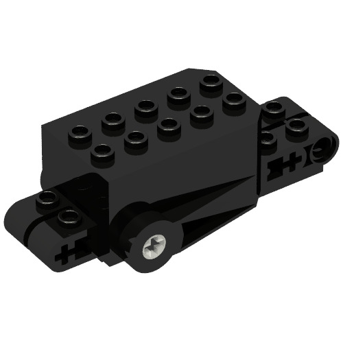 Lego Pullback Motor 9 x 4 x 2 1/3 with Black Base, White Axle Holes, Studs on Front Top Surface / Black