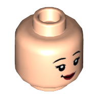 Lego Minifig Head Nymphadora Tonks / Xialing / Captain Carter, Smile, Dark Red Lips, Smile / Angry Print / Light Nougat