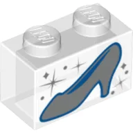 Brick 1 x 2 with Glass Slipper (Shoe) Print