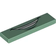 Tile 1 x 4 with Smile and White Teeth Print / Sand Green