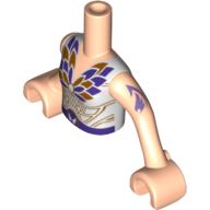 Lego Minidoll Torso Girl with White Top with Dark Purple and Gold Belt and Butterfly Print, Dark Purple Elves Tattoo, Light Nougat Arms and Hands / Light Nougat