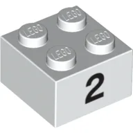 Brick 2 x 2 with Black "2" Print