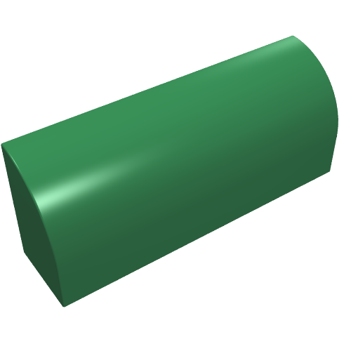 Lego Brick Curved 1 x 4 x 1 1/3 No Studs, Lowered Inside Support / Green