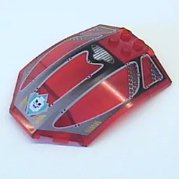 Windscreen 8 x 6 x 2 Curved with Evil Skull Logo and Windows Print / Trans-Red