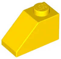 Brick Sloped 45° 2 x 1 with Bottom Pin / Yellow