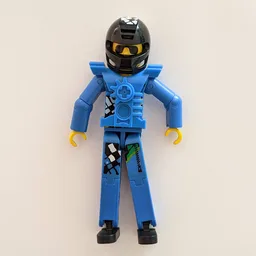 Technic Figure Blue Legs, Blue Top with Technic Logo, Black Hair and Sunglasses - Black Helmet
