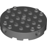 Lego Brick Round 6 x 6 with 4 Side Pin Holes and Center Hole / Dark Bluish Gray