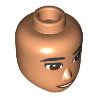 Lego Minidoll Head Male Reddish Brown Eyes, Dark Red Lips print / Nougat