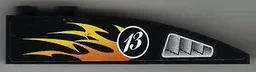 Slope, Curved 6 x 1 with 2 Studs with Silver Air Intake, White '13' in Circle and Flames Pattern Model Right (Sticker) - Set 8899