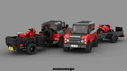Landrover Defender with two trailers