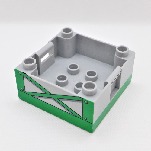 Lego Duplo Container Box 4 x 4, with Studs on Corners with Green Girders Print