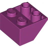 Brick Sloped Inverted 45° 2 x 2 [Ovoid Bottom Pin, Bar-sized Stud Holes] / Magenta