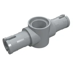 Technic Pin Connector Hub with 2 Pins with Friction Ridges Lengthwise [Big Squared Pin Holes] / Light Bluish Gray