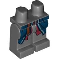 Lego Hips and Dark Bluish Gray Legs with Dark Blue Vest Tails and Belt Print / Dark Bluish Gray