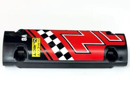 Technic, Panel Curved 11 x 3 with 'DIRECT NjecT', 'V8', White and Black Checkered Stripe on Red Background Pattern Model Left Side (Sticker) - Sets 8041 / 42041