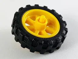 Wheel 15mm D. x 6mm City Motorcycle with Black Tire 21mm D. x 6mm City Motorcycle (50862 / 50861) / Bright Light Orange