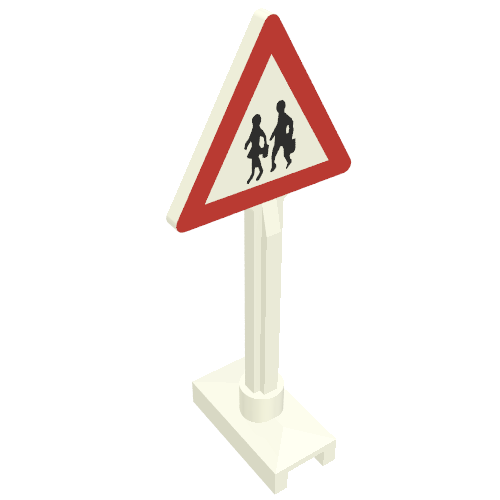 Lego Road Sign Triangle with Pedestrian Crossing 2 People Print
