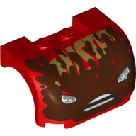 Vehicle Body, Wheel Arch / Mudguard 3 x 4 x 1 2/3 Curved with Front with Headlights, Mud Print (10744-1) / Red