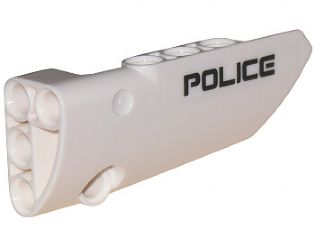 Lego Technic, Panel Fairing # 4 Small Smooth Long, Side B with 'POLICE' Pattern (Sticker) - Set 5974