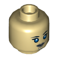 Lego Minifig Head Luminara Unduli, Dual Sided, Gray Lips and Large Blue Eyes, Neutral / Angry Print [Hollow Stud] / Tan