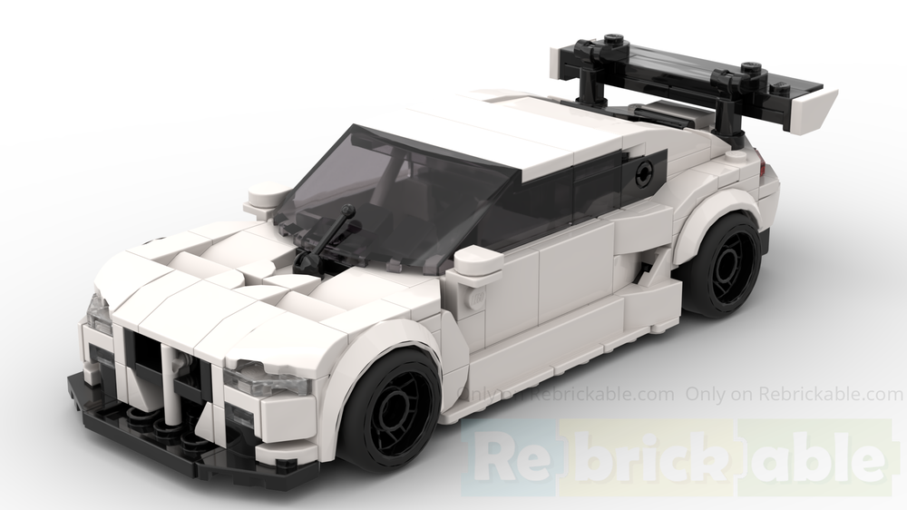 Lego BMW M4 GT3 bodywork changes + plain white recolor (76922 mod)