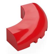 Lego Brick Round Corner 5 x 5 x 1 Curved, Bottom Cut Outs, No Studs, 9 Bottom Tubes / Red
