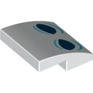 Brick Curved 2 x 2 x 2/3 with Dark Blue Eyes and Azure Lines Print / White