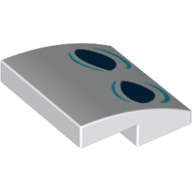 Lego Brick Curved 2 x 2 x 2/3 with Dark Blue Eyes and Azure Lines print / White
