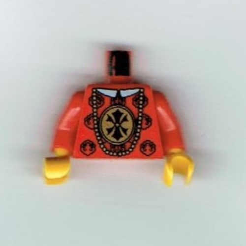 Lego Torso Robes with Gold Medallion and Necklace Print (Chinese Emperor), Red Arms, Yellow Hands / Red