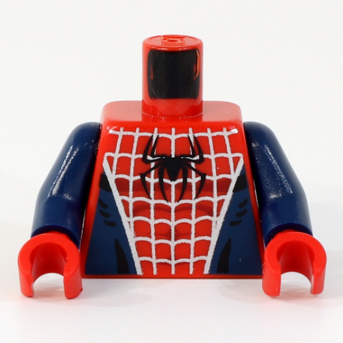 Lego Torso Muscles, Spider Web, Black Spider with Dark Blue Sides Print (Spider-Man), Dark Blue Arms, Red Hands / Red