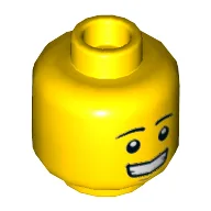 Minifig Head Giraffe Guy, Eyebrows, Lopsided Grin / Smile Showing Teeth Print / Yellow