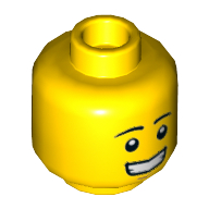 Lego Minifig Head Giraffe Guy, Eyebrows, Lopsided Grin / Smile Showing Teeth Print / Yellow