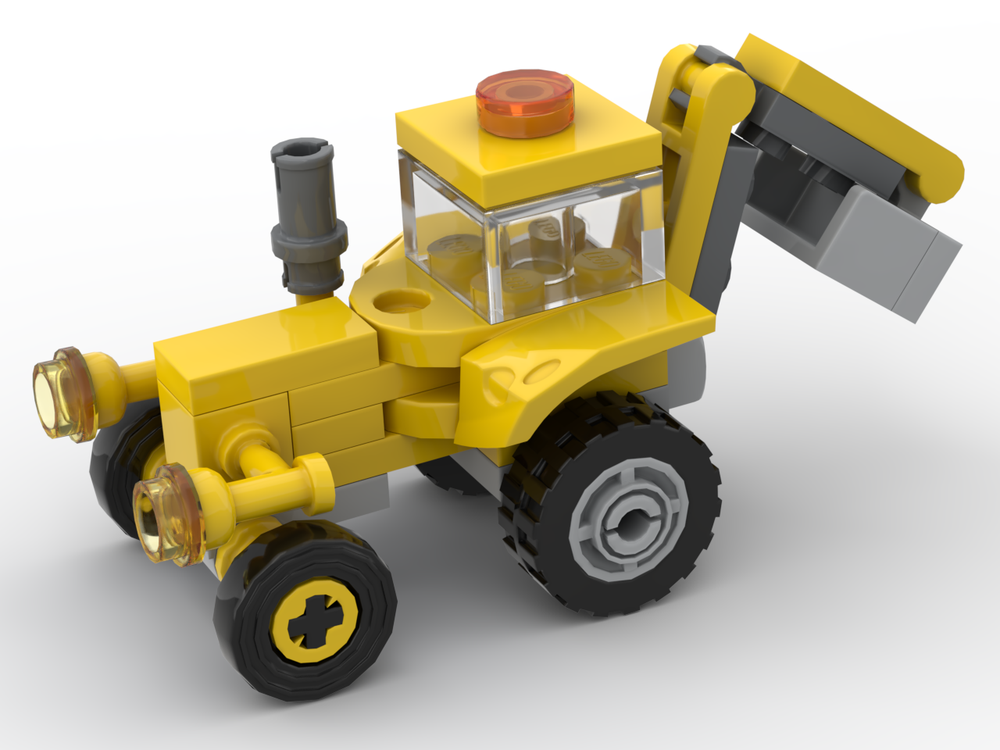 Lego Tiny yellow tractor with excavator attachment