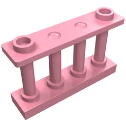 Fence Spindled 1 x 4 x 2 [2 Top Studs] / Pink