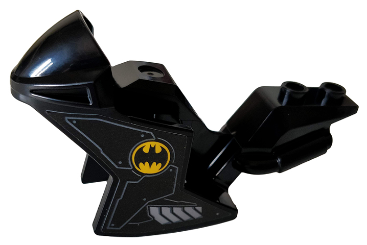 Lego Motorcycle Fairing, Racing (Sport) Bike with Yellow Batman Logo, Metal Plates and Vents Pattern on Both Sides (Stickers) - Set 76160