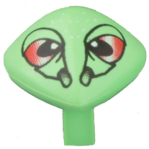 Lego Minifig Head Special with Clip and Red Eyes Print (Martian) / Medium Green