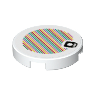 Lego Tile Round 2 x 2 with Bottom Stud Holder and Mushroom and Barcode Print (Sticker) / White