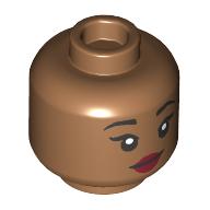 Lego Minifig Head Pocahontas, Dark Red Lips, Closed Mouth Smile/Open Mouth Smile print / Medium Nougat