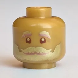 Minifig Head Santa, Gold Eyebrows and Beard, Smile Print