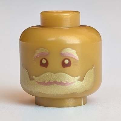 Lego Minifig Head Santa, Gold Eyebrows and Beard, Smile Print