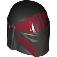 Lego Helmet Mandalorian with Holes with Black/Dark Red Markings, Scratches print / Black