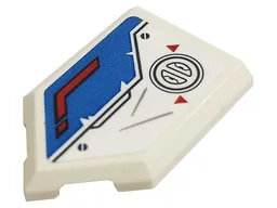 Tile, Modified 2 x 3 Pentagonal with Black Screws, Silver Scratches, Red Arrows and Stripe on Dark Azure Background Pattern Model Left Side (Sticker) - Set 71738