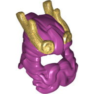 Lego Hair and Crown, Long Curly with Beard, Golden Crown print / Magenta