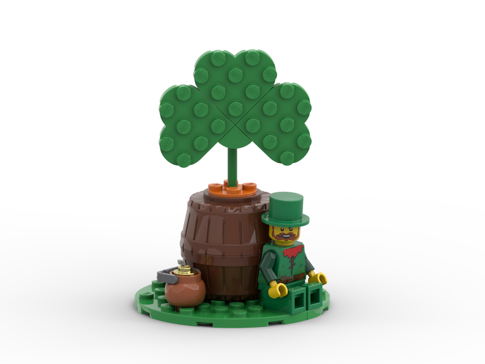 Lego Shamrock in a Whiskey Barrel